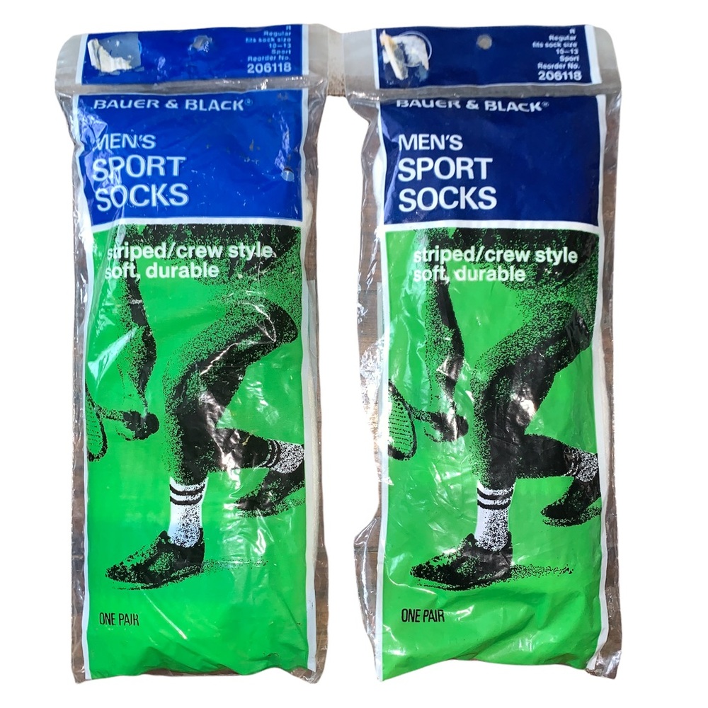 Lot of (2) VTG Bauer & Black Men’s Sport Socks Size 10-13 Becton Dickinson